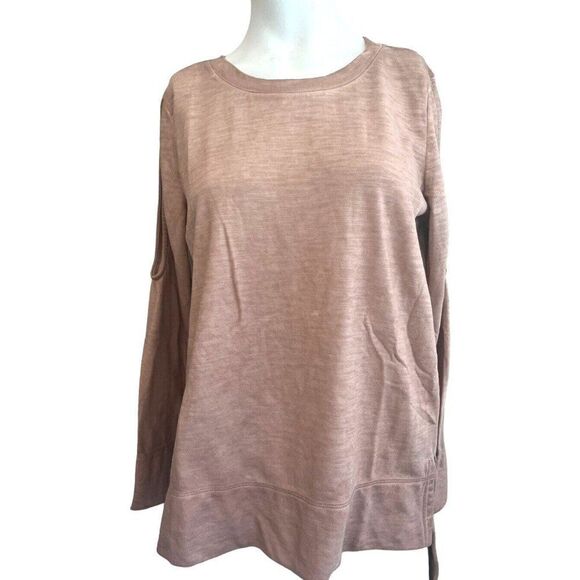 Doe & Rae Small Pink Long Sleeve Tunic Pullover Sweatshirt Cold Shoulder NWT - Picture 1 of 5